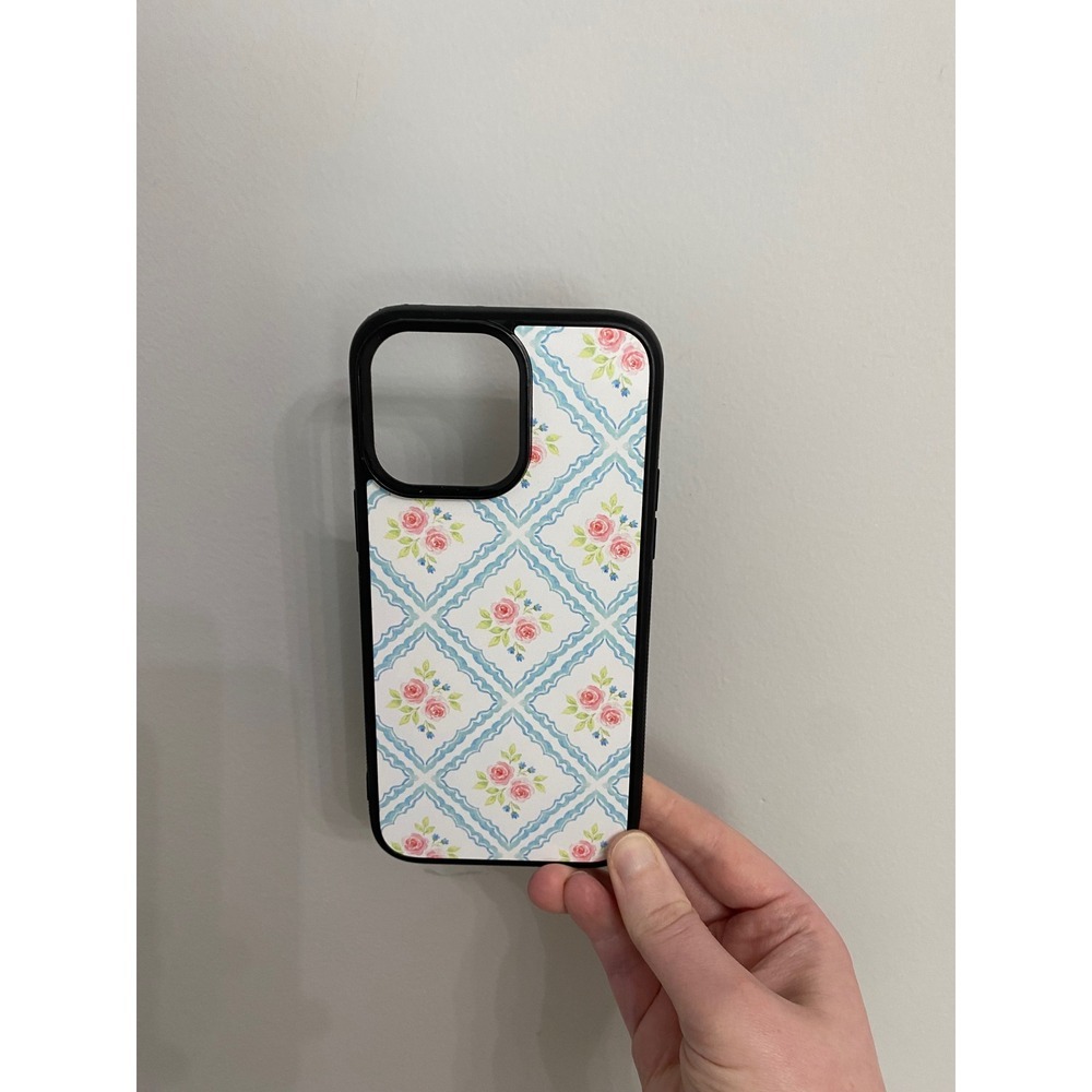 iPhone 14 Pro Max Case Multicolor Floral Rose Trellis Cottagecore Black Bumper